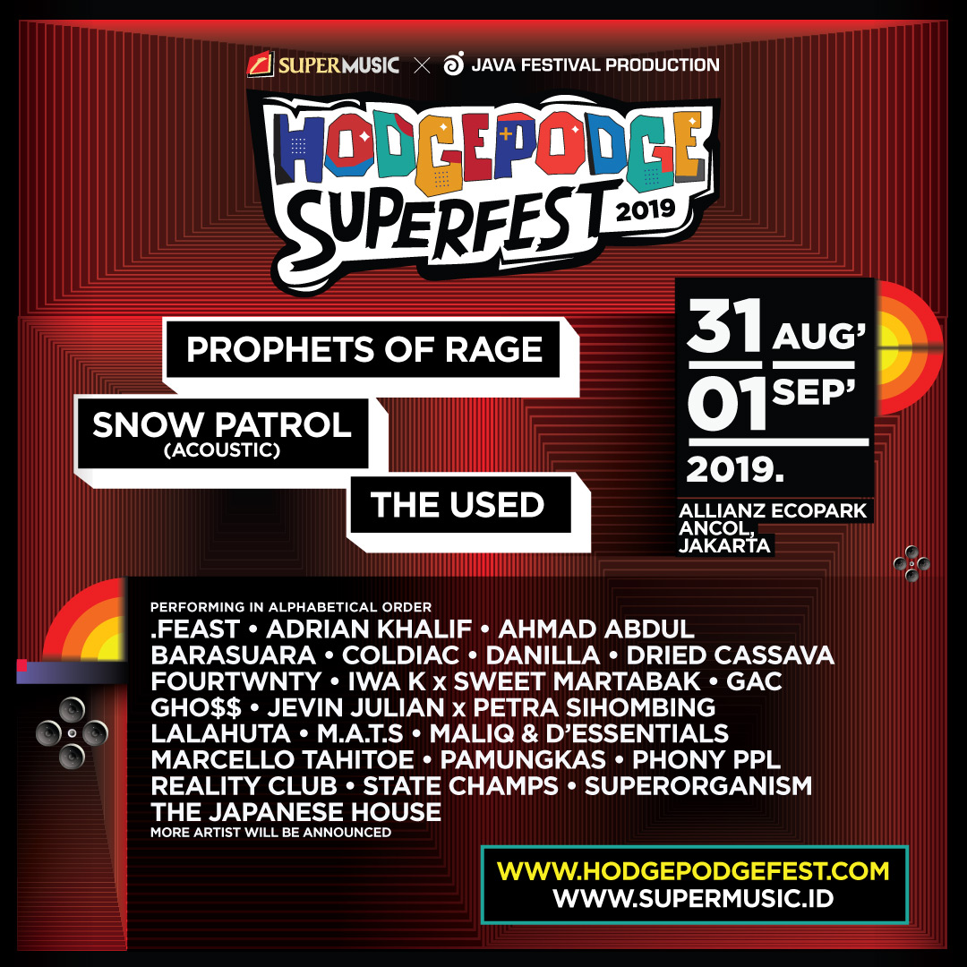 Hodgepodge Superfest 2019: The Used, State Champs, Superorganism Masuk sebagai Lineup Fase 2