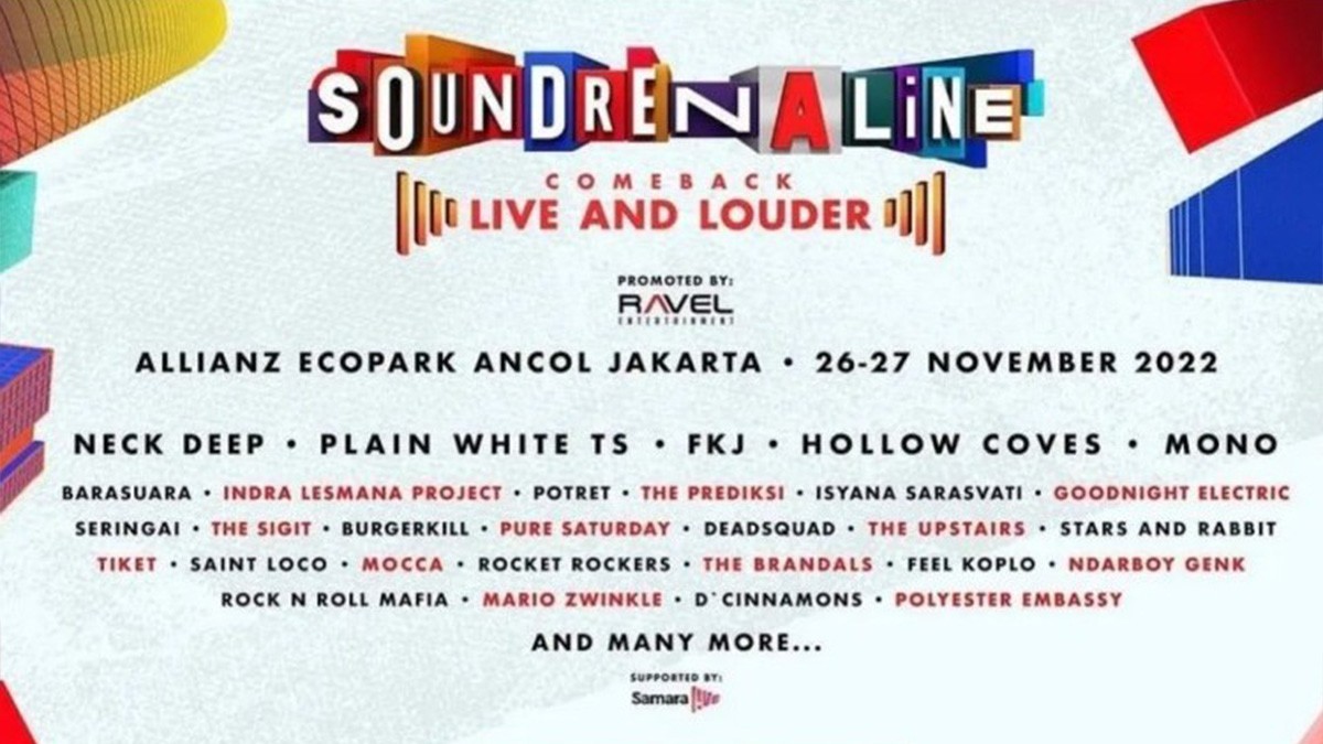 Soundrenaline 2022 #COMEBACKLIVEANDLOUDER Balik Ke Jakarta, November Nanti
